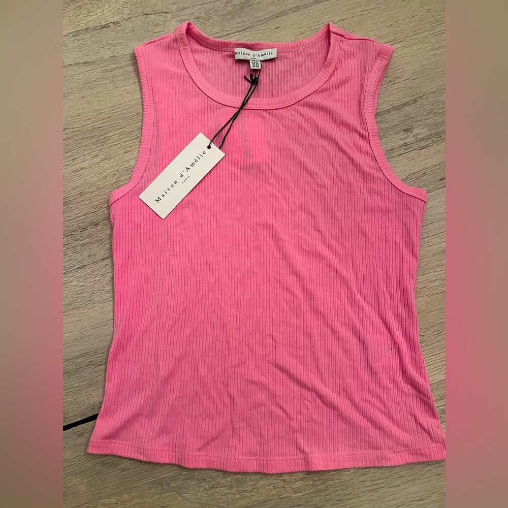 MAISON D'AMELIE Paris sleeveless ribbed tank top sleeveless shirt Women XS New